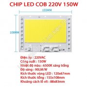 Chip LED COB siêu sáng 220V 150W sáng trắng 